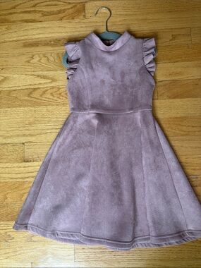 Girls' Dusty Rose Ruffle-Sleeve A-Line Dress